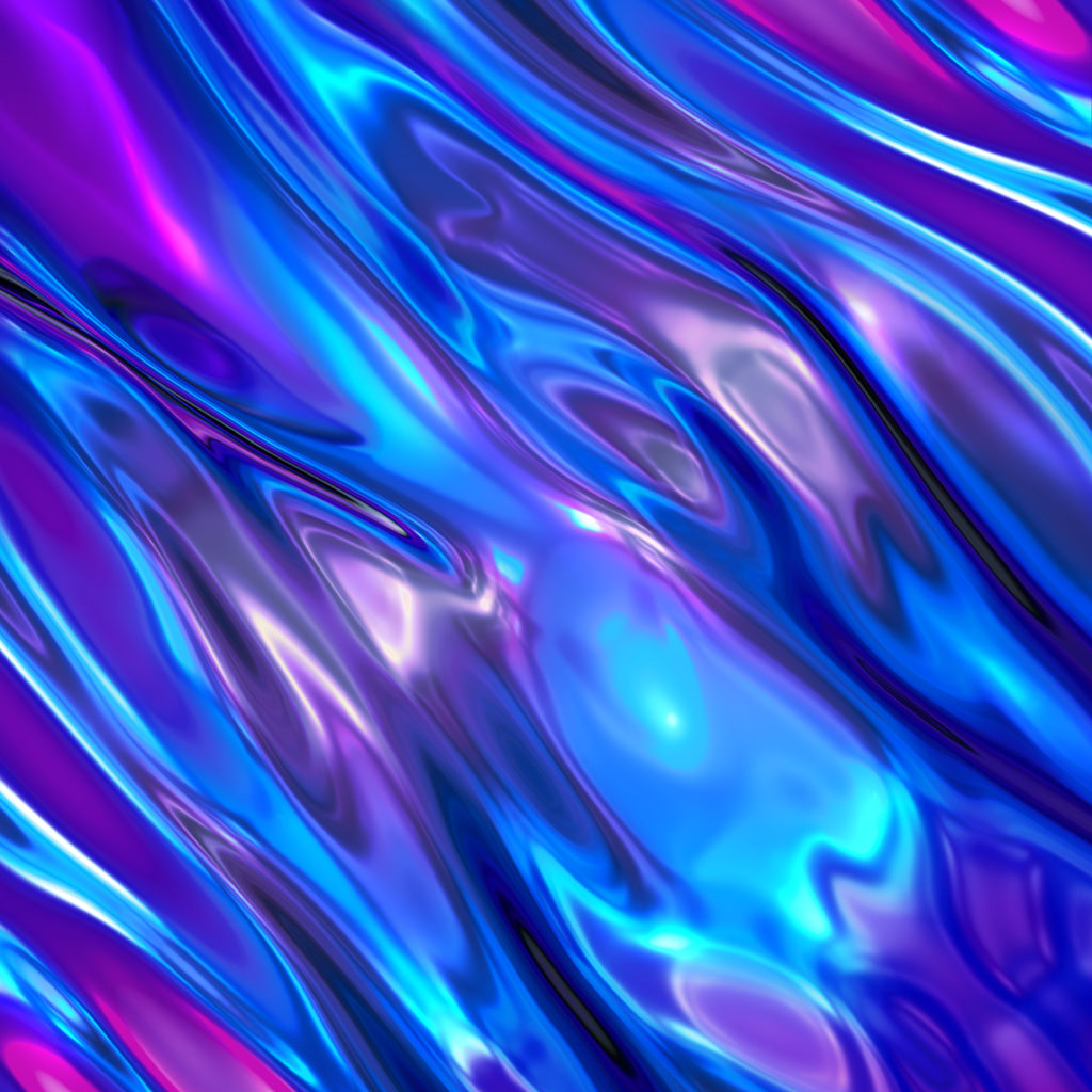 3d Render Abstract Background Ultraviolet Holographic Foil Iridescent Blue Texture Liquid