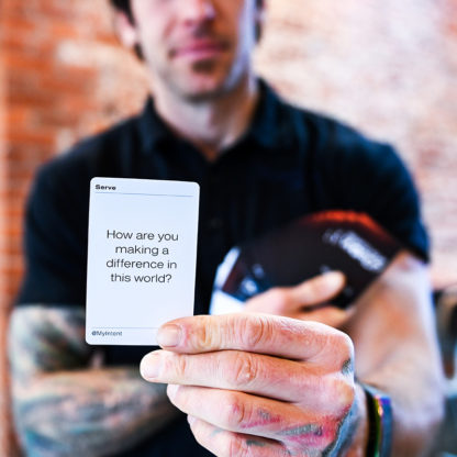 Man holding the My Intent card about serve